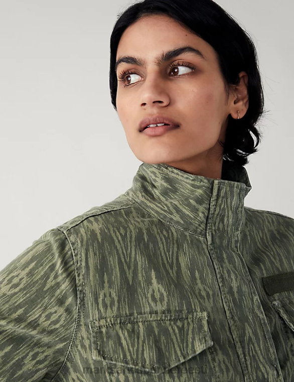 Riietus ee Marks & Spencer naised puuvillase rikkaliku trükiga tarbejope khaki segu NZTRN748
