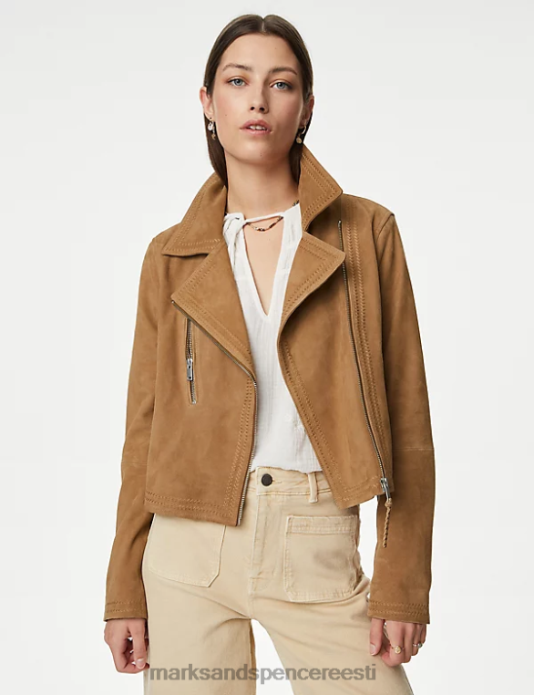 Riietus ee Marks & Spencer naised seemisnahast kraega biker jope naturaalne beež NZTRN1847