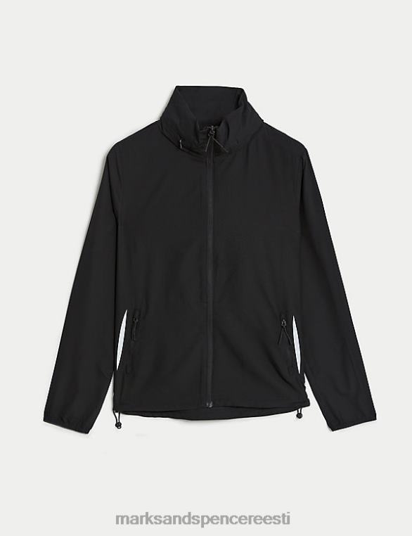 Riietus ee Marks & Spencer naised stormwear pakitav kapuutsiga jooksujope must NZTRN1173