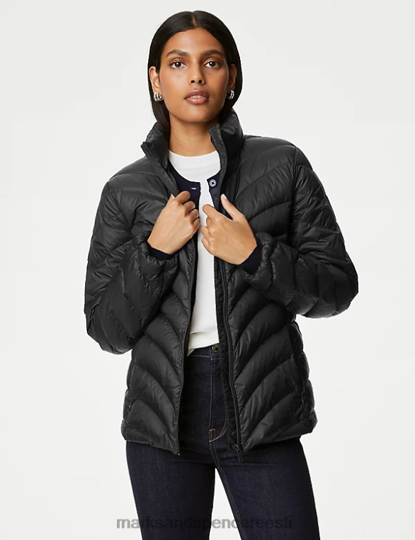 Riietus ee Marks & Spencer naised sulgedest ja sulelistest puhvis jope must NZTRN2245