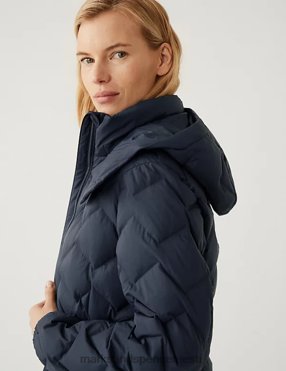 Riietus ee Marks & Spencer naised sulgedest ja udusulgedest tepitud kapuutsiga puffjakk kesköö merevägi NZTRN672