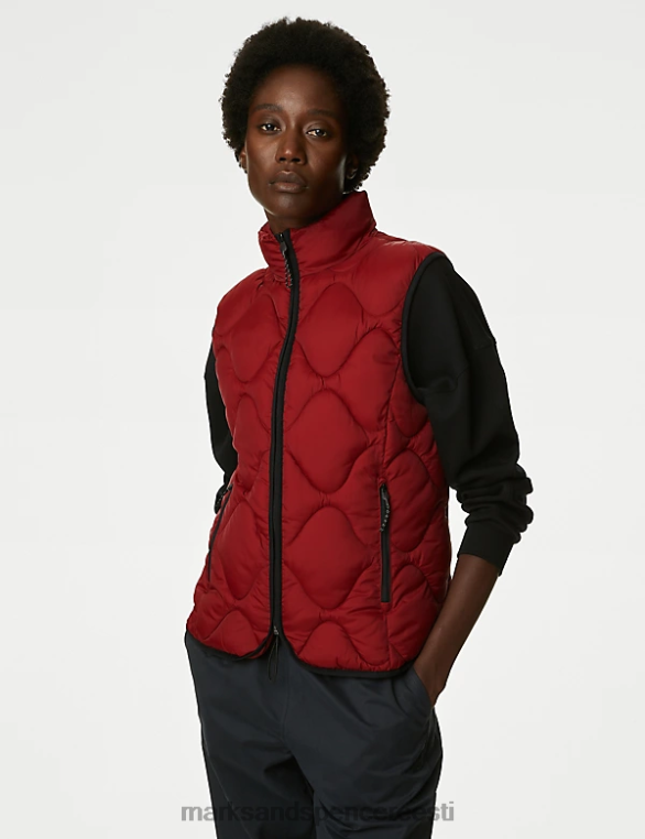 Riietus ee Marks & Spencer naised tormirõivad tepitud lehterkaelusega puhvriie tumepunane NZTRN1194