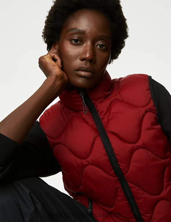 Riietus ee Marks & Spencer naised tormirõivad tepitud lehterkaelusega puhvriie tumepunane NZTRN1194