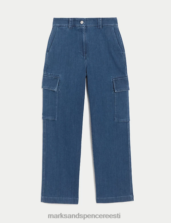 Riietus ee Marks & Spencer naised Itaalia denim cargo sirge säärega teksad chambray NZTRN1654