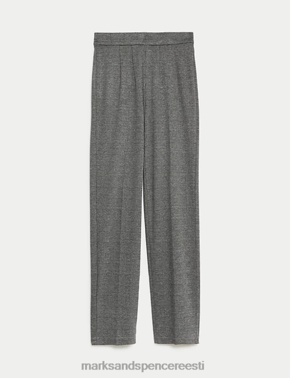 Riietus ee Marks & Spencer naised jersey checked sirge säärega püksid hall segu NZTRN2057