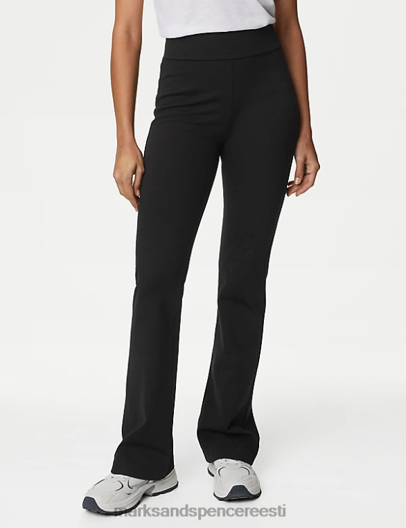 Riietus ee Marks & Spencer naised jersey elastse vöökohaga laienevad püksid must NZTRN3050