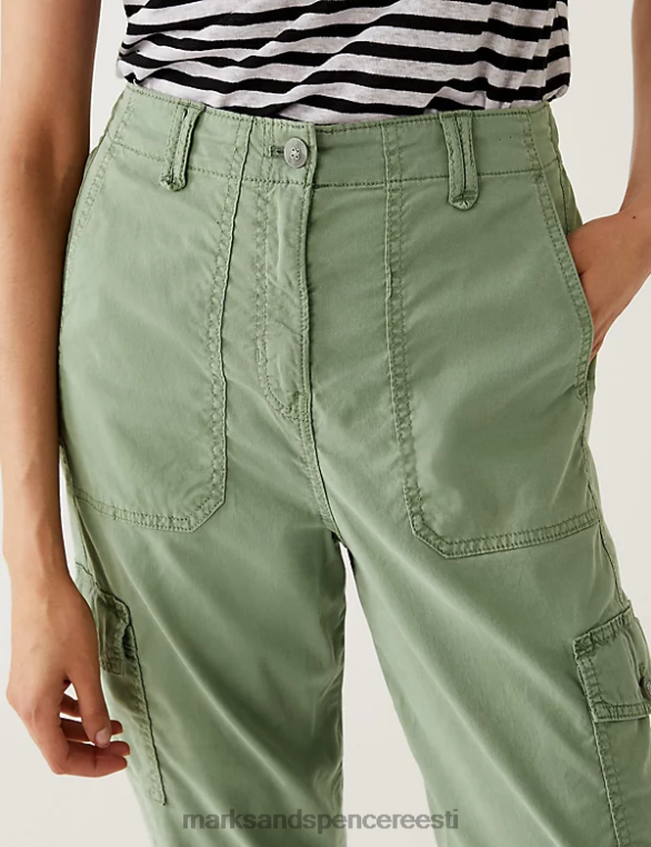 Riietus ee Marks & Spencer naised lüotsell-rikas cargo kärbitud püksid khaki NZTRN949