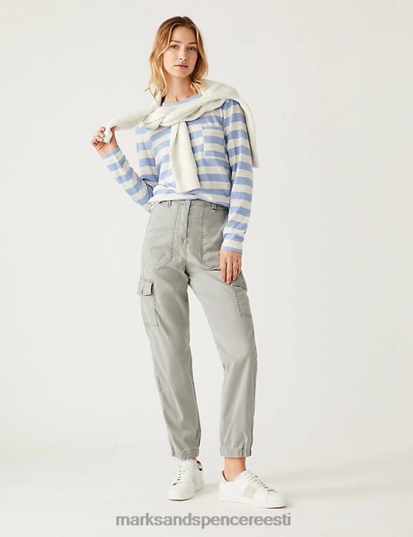 Riietus ee Marks & Spencer naised lyocell rich cargo tee värvitud püksid helehall NZTRN614