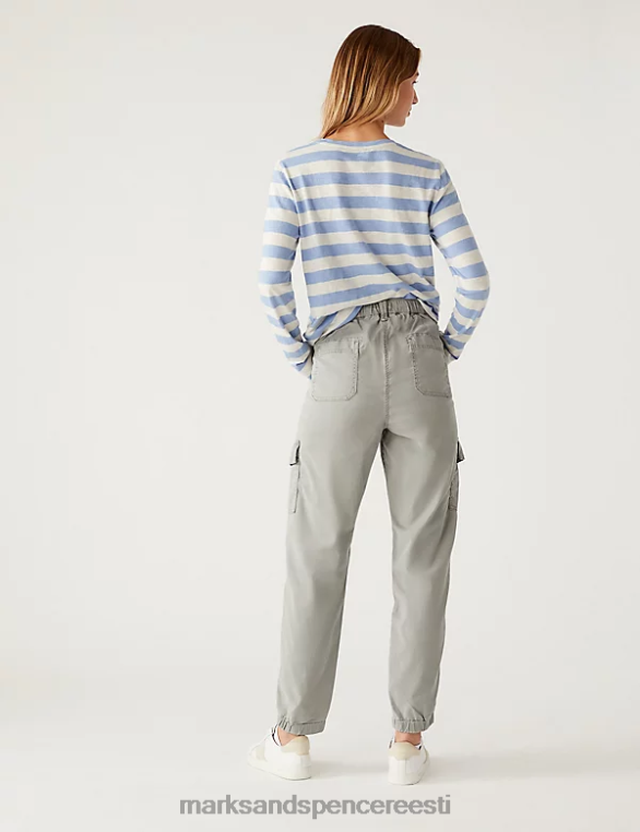 Riietus ee Marks & Spencer naised lyocell rich cargo tee värvitud püksid helehall NZTRN614