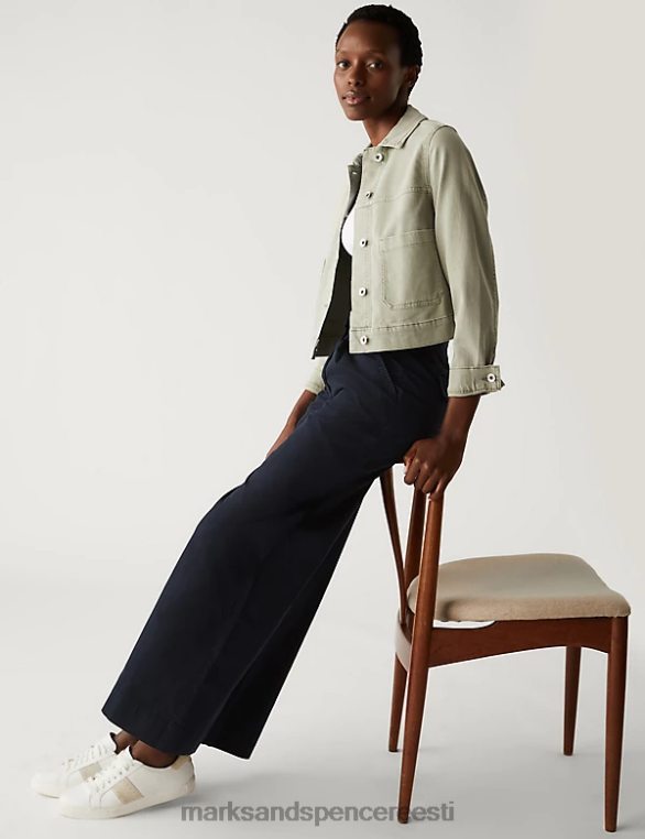 Riietus ee Marks & Spencer naised puhtast puuvillast slouchy laia sääre chino kesköö merevägi NZTRN1876