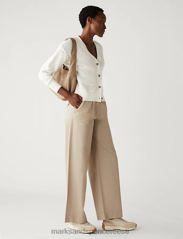Riietus ee Marks & Spencer naised puhtast puuvillast slouchy laia sääre chino liiv NZTRN2194