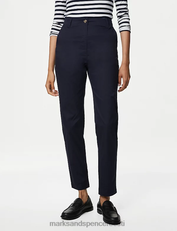 Riietus ee Marks & Spencer naised puuvillased jahedad ja mugavad slim fit chinos kesköö merevägi NZTRN2909