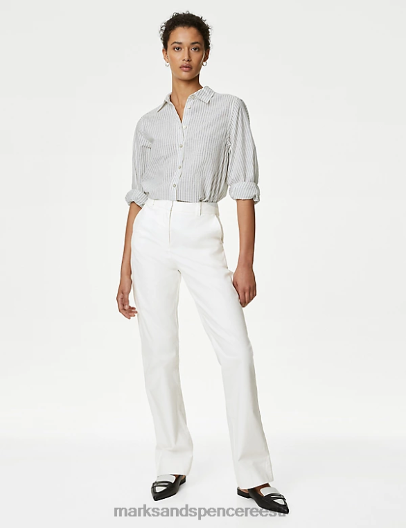 Riietus ee Marks & Spencer naised puuvillased sirge jalaga chinos pehme valge NZTRN1168