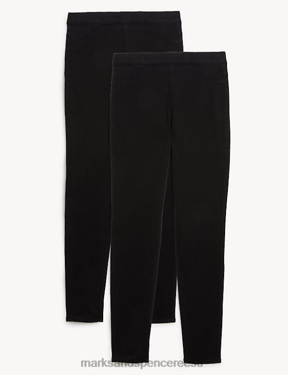 Riietus ee Marks & Spencer naised 2 pakki kõrge vöökohaga jeggings must NZTRN3213