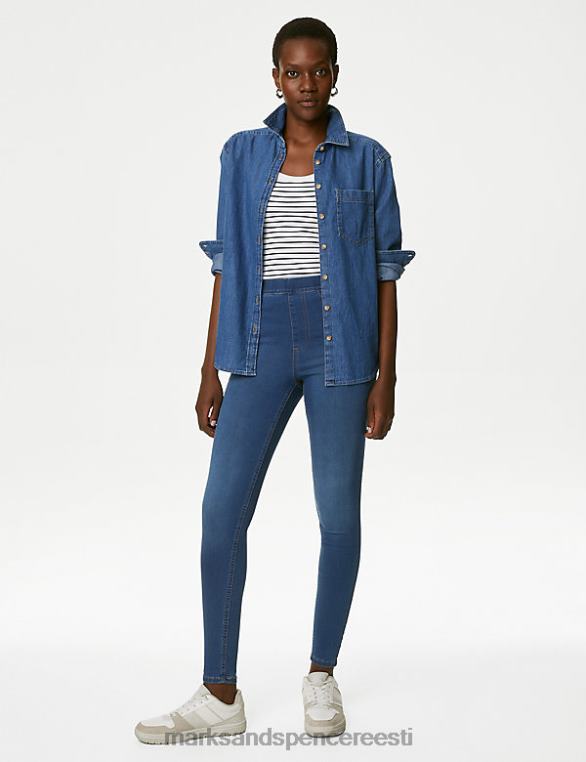 Riietus ee Marks & Spencer naised kõrge vöökohaga jeggings keskmine indigo NZTRN66
