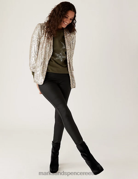 Riietus ee Marks & Spencer naised kaetud kõrge vöökohaga jeggings must NZTRN1949