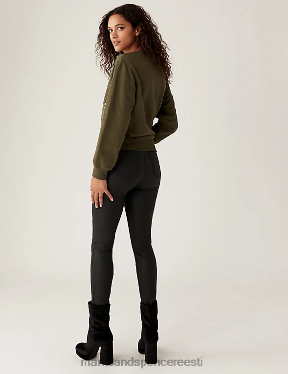Riietus ee Marks & Spencer naised kaetud kõrge vöökohaga jeggings must NZTRN1949