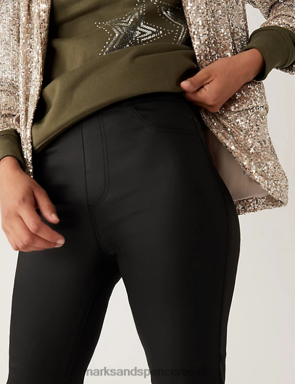 Riietus ee Marks & Spencer naised kaetud kõrge vöökohaga jeggings must NZTRN1949