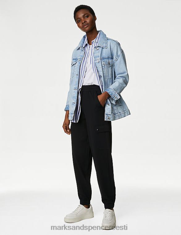 Riietus ee Marks & Spencer naised ponte utiliit kitsenev pahkluu grazer joggers must NZTRN1814