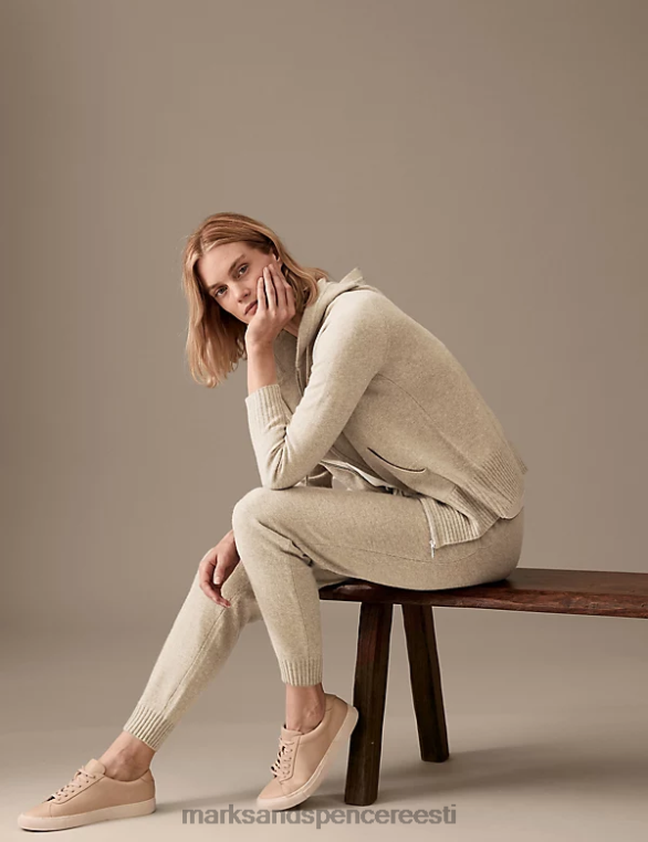 Riietus ee Marks & Spencer naised puhtast kašmiirist kitsenev pahkluu grazer joggers cappuccino NZTRN3241