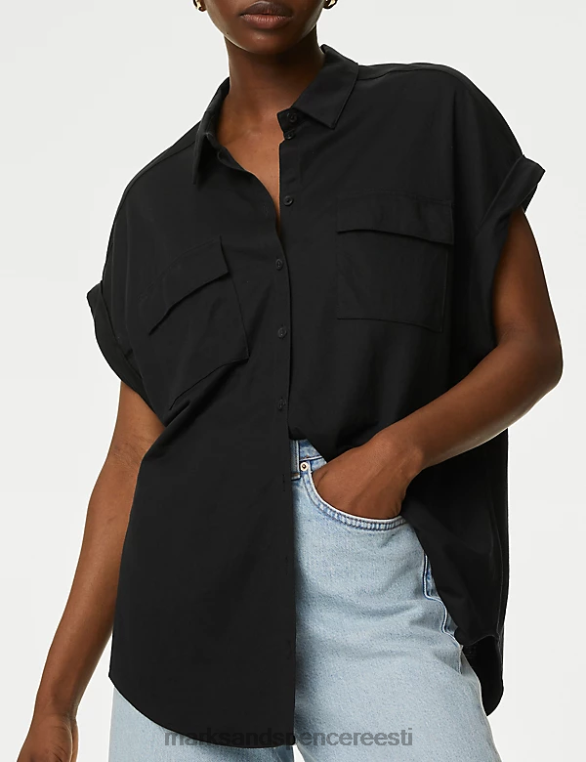 Riietus ee Marks & Spencer naised jersey kraega särk must NZTRN2647