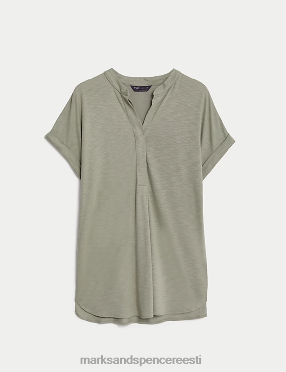 Riietus ee Marks & Spencer naised jersey tavaline istuv top pehme roheline NZTRN1846