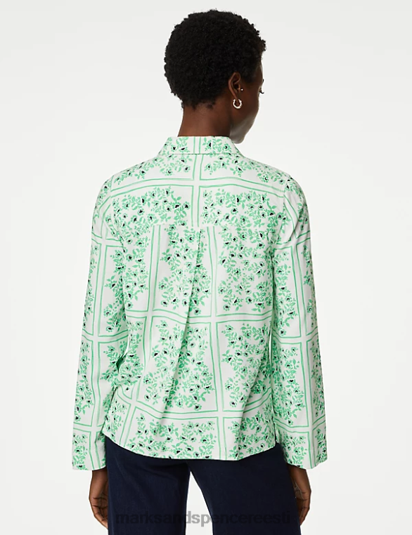 Riietus ee Marks & Spencer naised lilleline kraega pluus roheline segu NZTRN1358