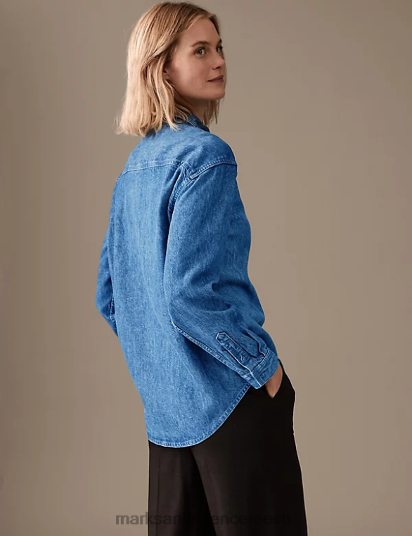 Riietus ee Marks & Spencer naised lyocell denim kraega särk indigo NZTRN1512