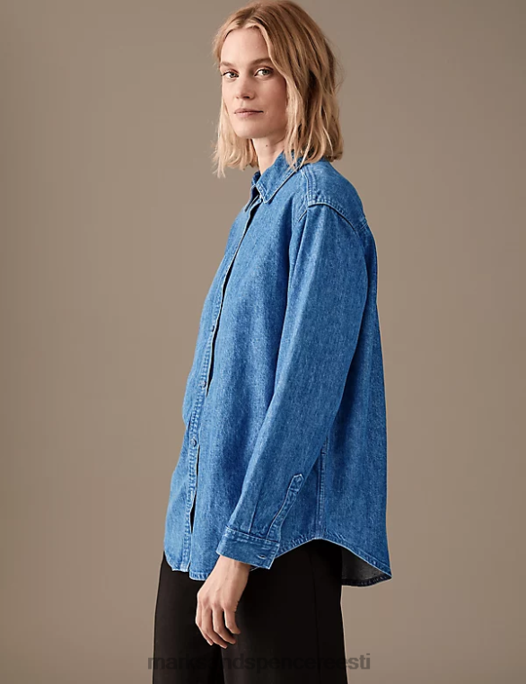 Riietus ee Marks & Spencer naised lyocell denim kraega särk indigo NZTRN1512