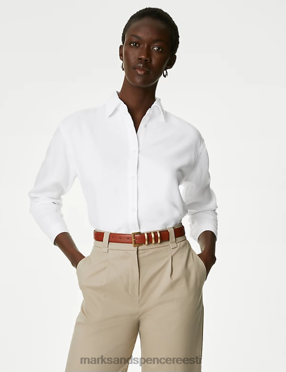 Riietus ee Marks & Spencer naised lyocell denim kraega särk pehme valge NZTRN1849