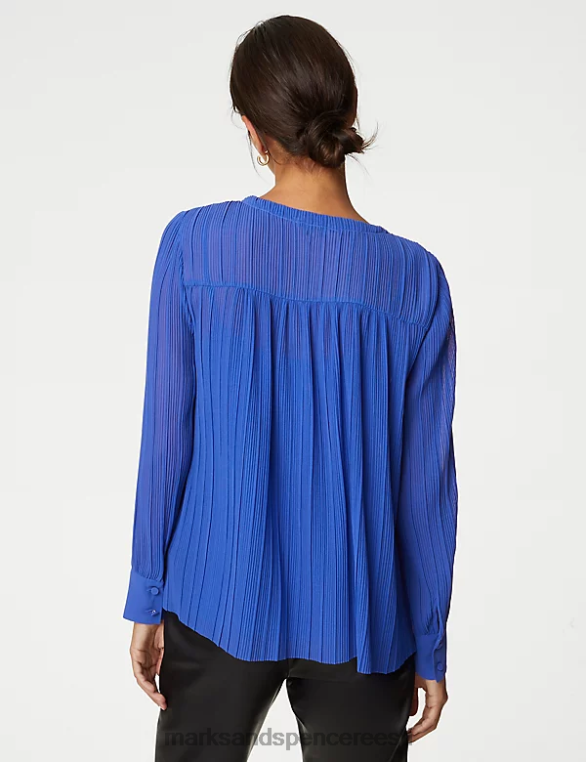 Riietus ee Marks & Spencer naised plisse koondunud kaelusega pluus iiris NZTRN311