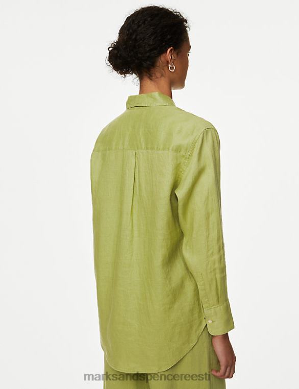 Riietus ee Marks & Spencer naised puhas linane oversize särk keskmine roheline NZTRN41