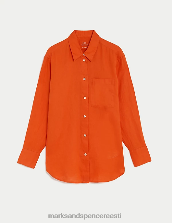 Riietus ee Marks & Spencer naised puhas linane oversize särk oranž NZTRN44