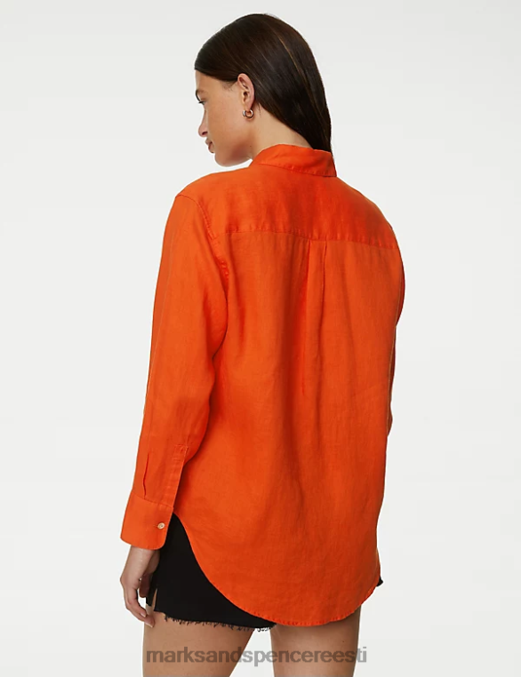 Riietus ee Marks & Spencer naised puhas linane oversize särk oranž NZTRN44