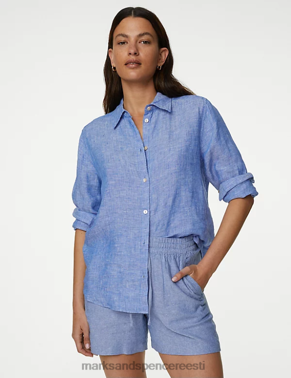 Riietus ee Marks & Spencer naised puhtast linasest pikkade varrukatega särk chambray NZTRN2061