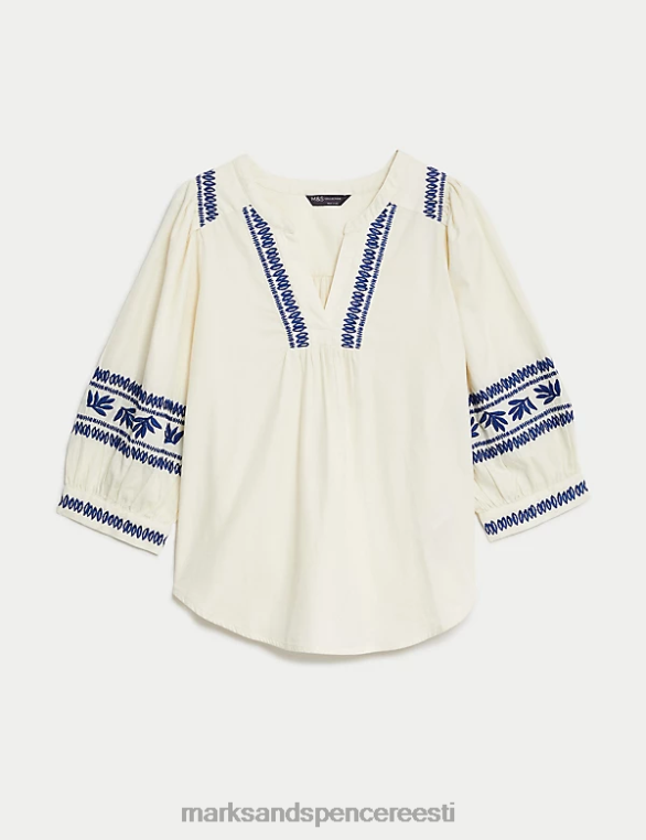 Riietus ee Marks & Spencer naised puhtast puuvillast tikitud pluus elevandiluust NZTRN230