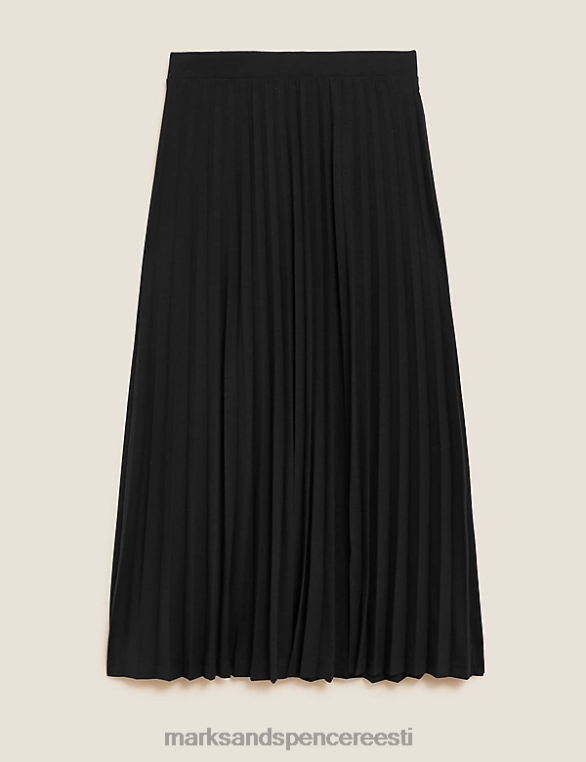 Riietus ee Marks & Spencer naised jersey plisseeritud midaxi seelik must NZTRN1733