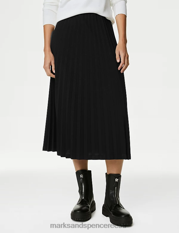 Riietus ee Marks & Spencer naised jersey plisseeritud midaxi seelik must NZTRN1733
