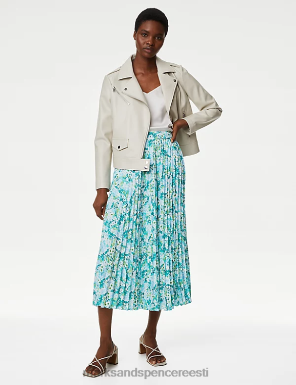 Riietus ee Marks & Spencer naised lilleline plisseeritud midaxi seelik mitu NZTRN1478