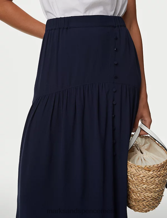 Riietus ee Marks & Spencer naised poolitatud ees midi a-line seelik merevägi NZTRN1859