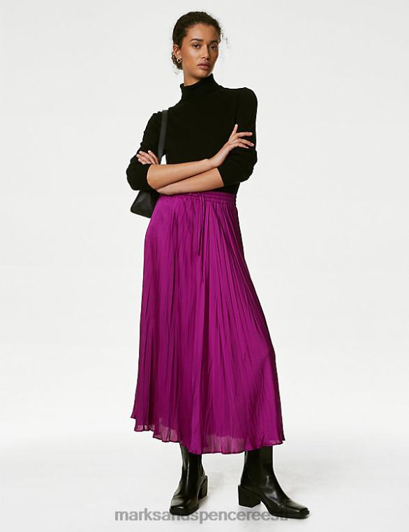 Riietus ee Marks & Spencer naised satiinist midaxi a-line seelik magenta NZTRN361