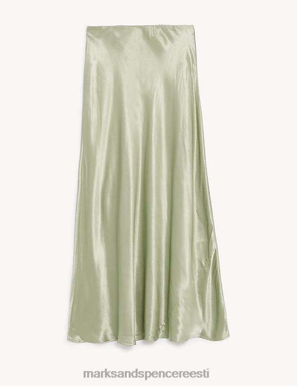 Riietus ee Marks & Spencer naised satiinist midaxi libisemisseelik roheline NZTRN845