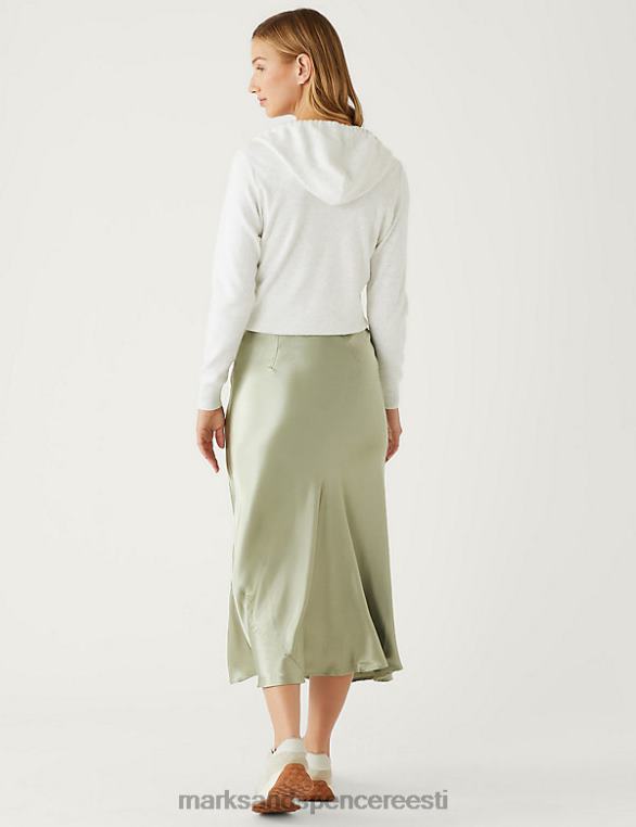 Riietus ee Marks & Spencer naised satiinist midaxi libisemisseelik roheline NZTRN845