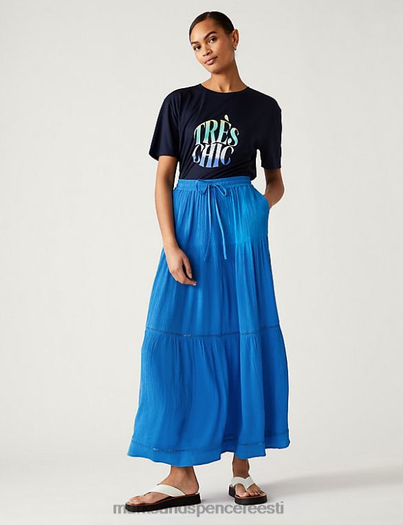 Riietus ee Marks & Spencer naised tekstuuriga midaxi astmeline seelik laguun NZTRN1448