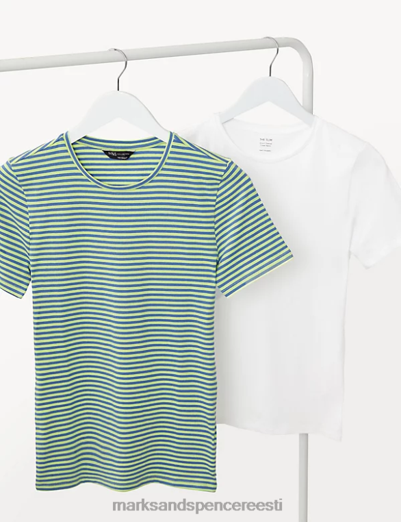 Riietus ee Marks & Spencer naised 2 tk puuvillast rikas slim fit T-särgid sinine segu NZTRN763