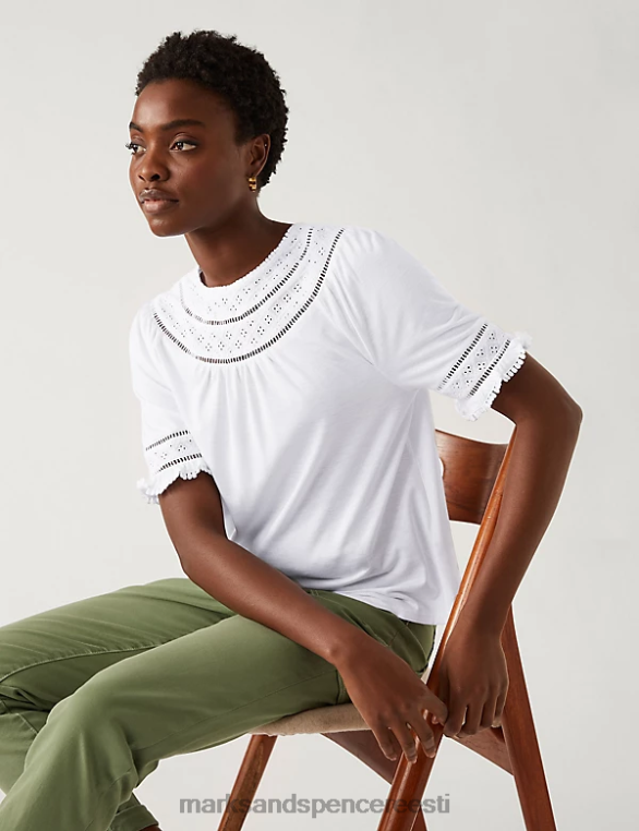 Riietus ee Marks & Spencer naised jersey pitsist sisetükk pehme valge NZTRN1609