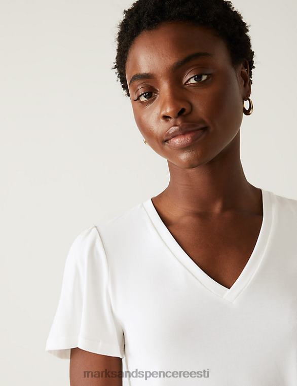 Riietus ee Marks & Spencer naised jersey tavaliste varrukatega t-särk elevandiluust NZTRN3372
