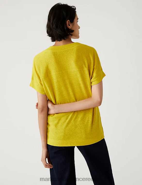 Riietus ee Marks & Spencer naised linase rikkaliku regulaarsusega t-särk erekollane NZTRN2815