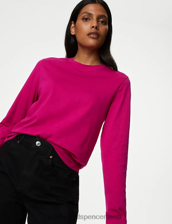 Riietus ee Marks & Spencer naised puhtast puuvillast igapäevane topp cerise NZTRN600