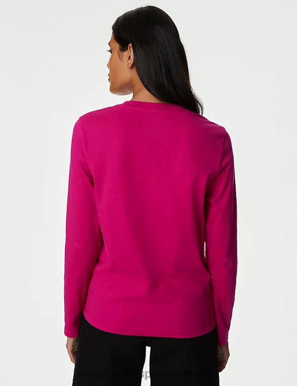 Riietus ee Marks & Spencer naised puhtast puuvillast igapäevane topp cerise NZTRN600